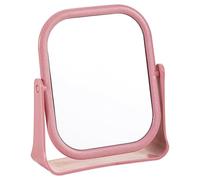 GmwyCzV Cosmetic Mirror, Makeup Mirror, Square Standing, Small Table Mirror with 360° Rotation, 19.5 x 16 cm Standing Mirror, Table Mirror for Dressing Table, Desk, Bathroom, Bedroom (Pink)