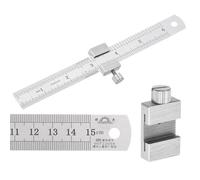 GmwyCzV Stainless Steel Hook Ruler, 15 cm Steel Ruler with Metal Stop, Precision Double Scale Edge Steel Ruler, Inch and Centimetre Measuring Scale, with Hanging Hole, for Measuring and Drawing