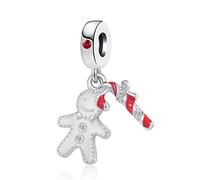 GMXLin Christmas Charm Snowflake Tree Snowman Gingerbread Man Candy Cane Rudolph Reindeer Bead Compatible with Women Pandora Charm Bracelets, Copper, copper