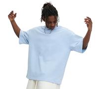 GMYG Accessible Luxury Essentials Men's Oversize Heavyweight 100% Cotton T-Shirt, 10.2oz/yd² Heavy Ounce, Drop-Shoulder Crew Neck Short Sleeve Tops(Celestial Blue,XL)