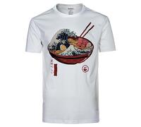 GMYG Great Wave of Kanagawa Ramen Japanese Culture Graphic 100% Cotton Premium Short Sleeve Crew Neck Men/Women T-Shirt(White-Ramen B,S)