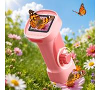 GMYGBY Outdoor Toys for Kids, 1000x Handheld Digital Pocket Microscope | Gift for Girls Ages 4-12,Portable STEM Educational Science Toy for Outdoor, Hiking &Camping(Pink)
