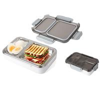 GMYIAK Bento Lunch Box for Adults/Kids/Students,Insulated Lunch Box with 2 Compartments,Stainless Steel Interior Microwave Safe Food containers with lids for School,Work,Picnic Travel (Small)