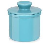 GMYIAK French Butter Dish with Lid on the Worktop, Water-Cooled Ceramic Butter Dish with Waterline for Fresh Butter (Blue)
