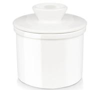 GMYIAK French Butter Dish with Lid on the Worktop, Water-Cooled Ceramic Butter Dish with Waterline for Fresh Butter (White)