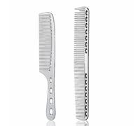 GMYIAK Hairdressing Comb Set, 2 pcs Metal Salon Combs, Heat Resistant Anti-static Haircutting Comb, Professional Styling Combs Set, For Haircutting and Styling (Silver)