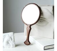GMZ&KEHC Handheld Mirror Wood, Makeup Hand Mirror - Wooden Vintage Portable Compact Vanity Small Hanging Mirrors with Handle for Women Travel Bathroom, Tabletop,Brown