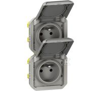 NEW PLEXO 55 socket 2x2P+With vertical mechanism 16A - 250V AC grey 069563L