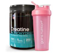 GN Creatine Monohydrate Powder, 100% Pure, 1kg, with 600ml Pink Shaker, for Muscle Mass, Strength and Performance