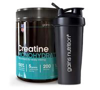 GN Creatine Monohydrate Powder, 1kg, with 600ml Shaker, for Muscle Mass, Strength and Performance