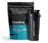 GN Creatine Monohydrate Powder, 1kg, with 600ml Shaker, for Muscle Mass, Strength and Performance