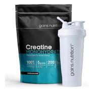 GN Creatine Monohydrate Powder, 1kg, with 600ml Shaker, for Muscle Mass, Strength and Performance