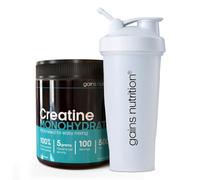 GN Creatine Monohydrate Powder, 500g, with 600ml Shaker, for Muscle Mass, Strength and Performance