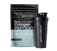 GN Hydrolysed Bovine Collagen Peptides Powder, Unflavoured, Type I and III, 10g per Serving, 50 Servings, 500g, with 600ml Shaker