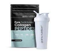 GN Hydrolysed Bovine Collagen Peptides Powder, Unflavoured, Type I and III, 10g per Serving, 50 Servings, 500g, with 600ml Shaker