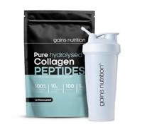 GN Hydrolysed Collagen Peptides Powder, Bovine, Unflavoured, Type I and III, 10g per Serving, 100 Servings, 1kg, with 600ml Shaker