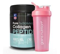 GN Hydrolysed Collagen Peptides Powder, Unflavoured, Type I and III, 18 Amino Acids, 70 Servings, 700g, with 600ml Shaker, for Joints, Skin and Hair