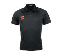 GN Matrix V2 Short Sleeve Junior Cricket Polo Shirt - Black - New for 2023 (11-12 Yrs)
