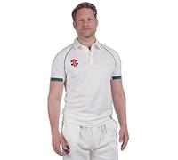 GN Matrix V2 Short Sleeve Junior Cricket Shirt - Ivory/Green - New for 2023 (11-12 Yrs)