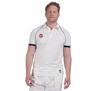 GN Matrix V2 Short Sleeve Junior Cricket Shirt - Ivory/Navy - New for 2023 (11-12 Yrs)