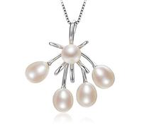 gn pearl genuien 925 sterling silver 5 beads 8-9mm natural freshwater pearl pendants fine jewelry women necklace chain
