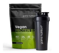 GN Vegan Protein 80, Pea Protein, Plant-Based, 24g Protein per Serving, 1kg, with 600ml Shaker