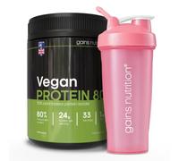 GN Vegan Protein 80, Pea Protein, Plant-Based, 24g Protein per Serving, Under 120 Calories, 1kg, with 600ml Pink Shaker
