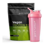 GN Vegan Protein 85, Pea Protein, Plant-Based, No Artificial Additives, 25.5g Protein per Serving, 1kg, with 600ml Pink Shaker