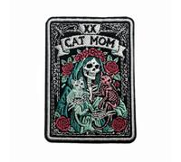 GNAART Cat Mom Patch 3 Inches Funny Tarot Skeleton Cat Lover Hook and Loop