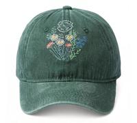 GNAHZNUXNAIX Green Dad Hat Men Women Embroidered Baseball Cap Low Profile Father's Day Snapback Hat Vintage Adjustable Washed Unisex, Colorful Flower,Green, One Size