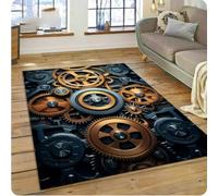 GNALEIEOG Mechanical Cogs Gears Steampunk Rug Carpet For Living Room Bedroom Decor,Floor Mat Non-Slip Decor 140x200cm