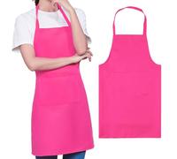 GNALIA 1 Piece Women's Kitchen Apron, Cotton Apron for Barbecue, Fuchsia Pink, One Size