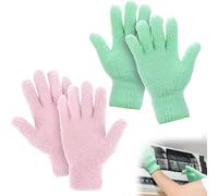 GNALIA 2 Pairs of Microfibre Kitchen Gloves, Pink and Blue, Flexible and No Shedding, for Cleaning Dust on Furniture, Lamps and Hard-to-Reach Corners, One Size Adult