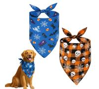 Gnalia 2 Pieces Halloween Dog Bandanas, Dog Bandanas, Washable Triangular Bibs Scarf for Pets for Medium and Large Dogs Cats Halloween Decorations