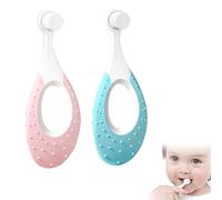 GNALIA 2 x Baby Toothbrush, Extra Soft Toothbrush with 10,000 Soft Floss Bristles for Gum Care, for Age 0-3 Years Old (Blue and Pink)
