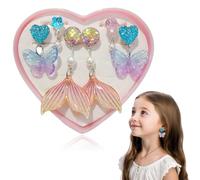 GNALIA 3 Pairs Girls Clip On Earrings, Princess Jewellery Accessories for Girls, Mermaid