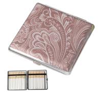GNALIA Metal Joint Holder, Elegant Leather Cigarette Case, Pink, Normal Size, Holds 20 Sli Cigarettes