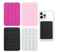 GNALIA Pack of 4 Suction Cup Mobile Phone Holder, Silicone Suction Cups for Mobile Phone Back, Hands-Free Adhesive Back, Black, White, Pink, Light Pink