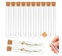 GNALIA Test Tube with Corks, Pack of 10, Transparent, 12 mm x 100 mm, Small Plastic Test Tubes for Flowers and Party Favours