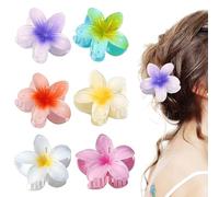 GNALIA Things For Girls 6 Pcs Flower Hair Claw Clip Preppy Plumeria Hair Clip Hawaiian Hair Accessories For Thick Hair In Purple/White,Light Blue,Yellow,Orange,Pink,White With Yellow Middle