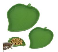 GNALIA Turtle House 2 Pieces Leaf Food Water Bowl Reptile Feeding Bowl Drinking Bowl Green Size Large Small for Turtles Lizards Snakes
