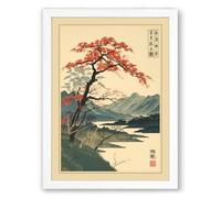 Gnarled Tree by the Shore Japandi Framed Wall Art Print A1 (84.1×59.4cm) White, Wall Decor for Living Room, Bedroom, Office & Home, Ready to Hang, Art Gift