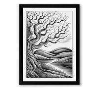 Gnarled Tree Stands Firm Rustic Framed Wall Art Print A1 (84.1×59.4cm) Black, Wall Decor for Living Room, Bedroom, Office & Home, Ready to Hang, Art Gift