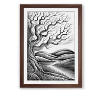 Gnarled Tree Stands Firm Rustic Framed Wall Art Print A3 (42×29.7cm) Walnut, Wall Decor for Living Room, Bedroom, Office & Home, Ready to Hang, Art Gift