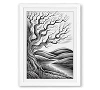 Gnarled Tree Stands Firm Rustic Framed Wall Art Print A3 (42×29.7cm) White, Wall Decor for Living Room, Bedroom, Office & Home, Ready to Hang, Art Gift