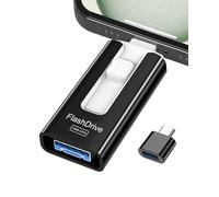 GNASEET USB Stick 256GB for Phone, 4-in-1 Flash Drive for Phone/Pad/Android/Tablet/PC, USB 3.0 High-Speed Memory Sticks Stable Data Transfer, External Storage Save More Photos & Videos, Black