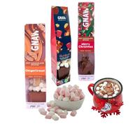 Gnaw Flavoured Hot Chocolate Gift Set - Gingerbread, Christmas, and Hazelnut - Stocking Fillers & Christmas Eve Box with 100g Marshmallows - Luxury Hot Chocolate Stirrers for Festive Treats