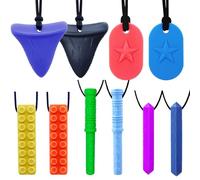 GNAWRISHING Chew Necklaces for Sensory Kids 10 Pcs Sensory Chewy Toys for Autism Girl and Boy, ADHD Toddler, Adult(Rainbow Colors)
