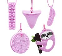 GNAWRISHING Chew Necklaces for Sensory Kids 5 Pcs Sensory Chewy Toys for Autism Girls, ADHD Toddler, Adult