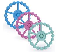 GNAWRISHING Teething Ring for Babies 0-36 Months, 3Pcs Food Grade Silicone Teethers, Infant Teething Relief, Baby Teething Toys in 3 Colors Dark Blue, Brownness, Army Green